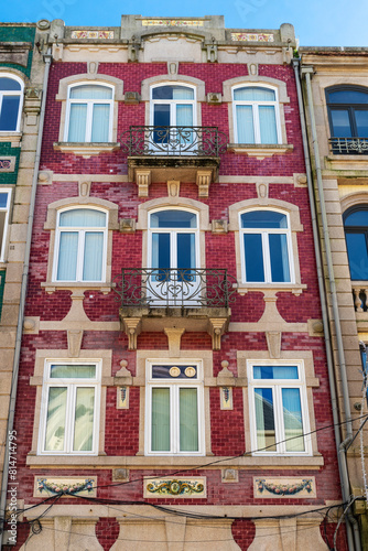 Facade of an old classic building, Oporto, Portugal