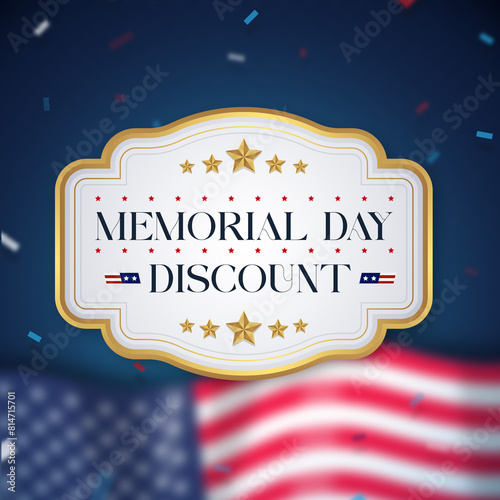 Memorial day discount banner with american flag