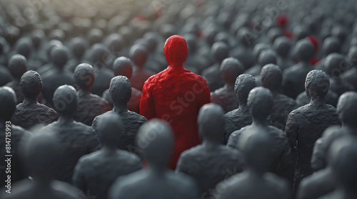 Red Pawn Standing Out in a Network of Grey Pawns
