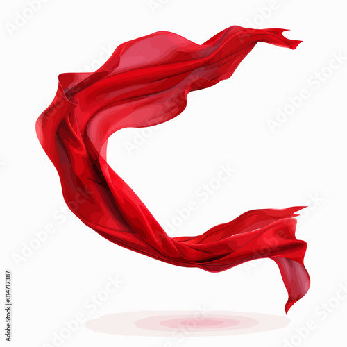 a red flowing fabric on a white background