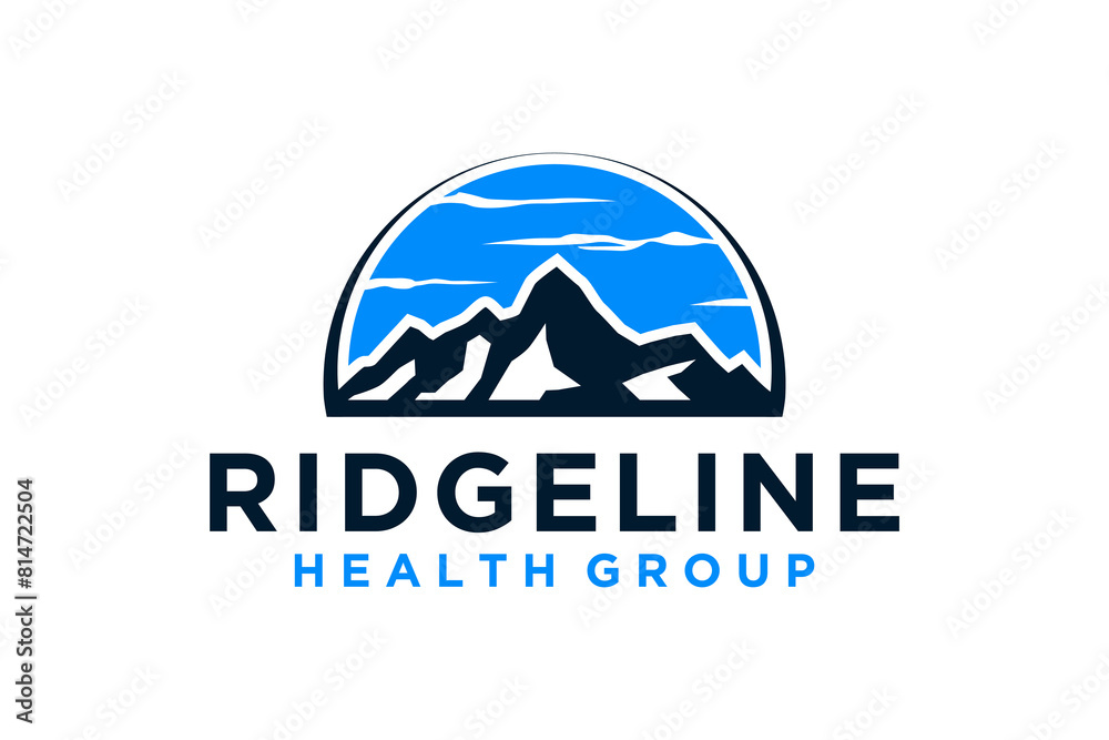 Rocky mountain peak logo design, Mountain hill business company outdoor vector illustration. Rocky mountain peak logo design, Mountain hill business company outdoor vector illustration.