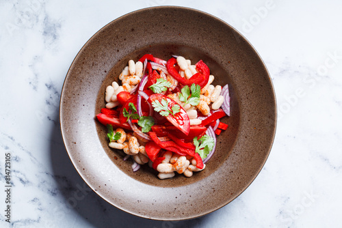 Piyaz - Turkish salad with white beans, tomatoes and red onion.