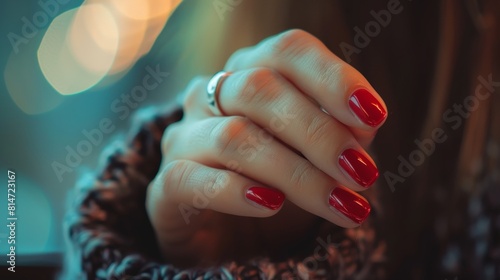 Elegant Woman's Hand Getting a Manicure, Nail Care and Beauty Salon Concept