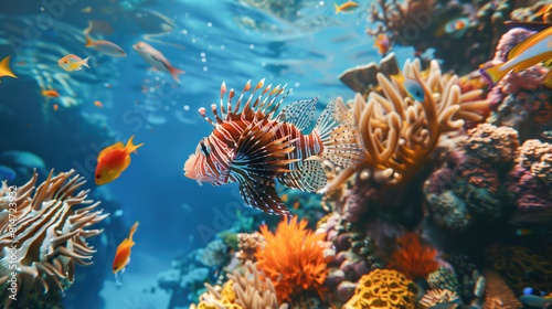Lionfish in coral reef
