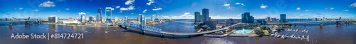 Panoramic aerial view of Jacksonville at sunset, Florida