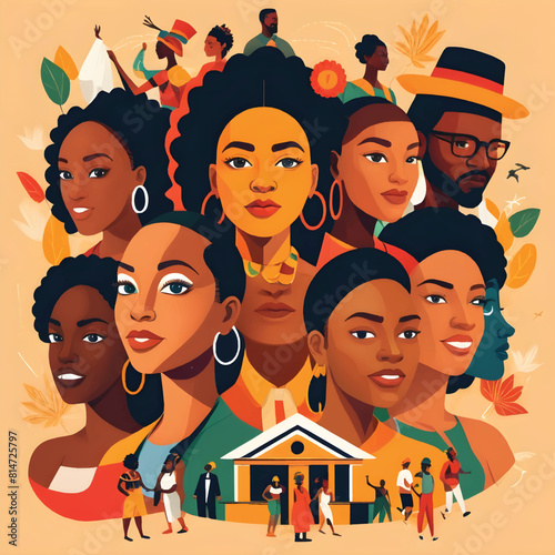 a poster of a group of people in diversity in front of a building
