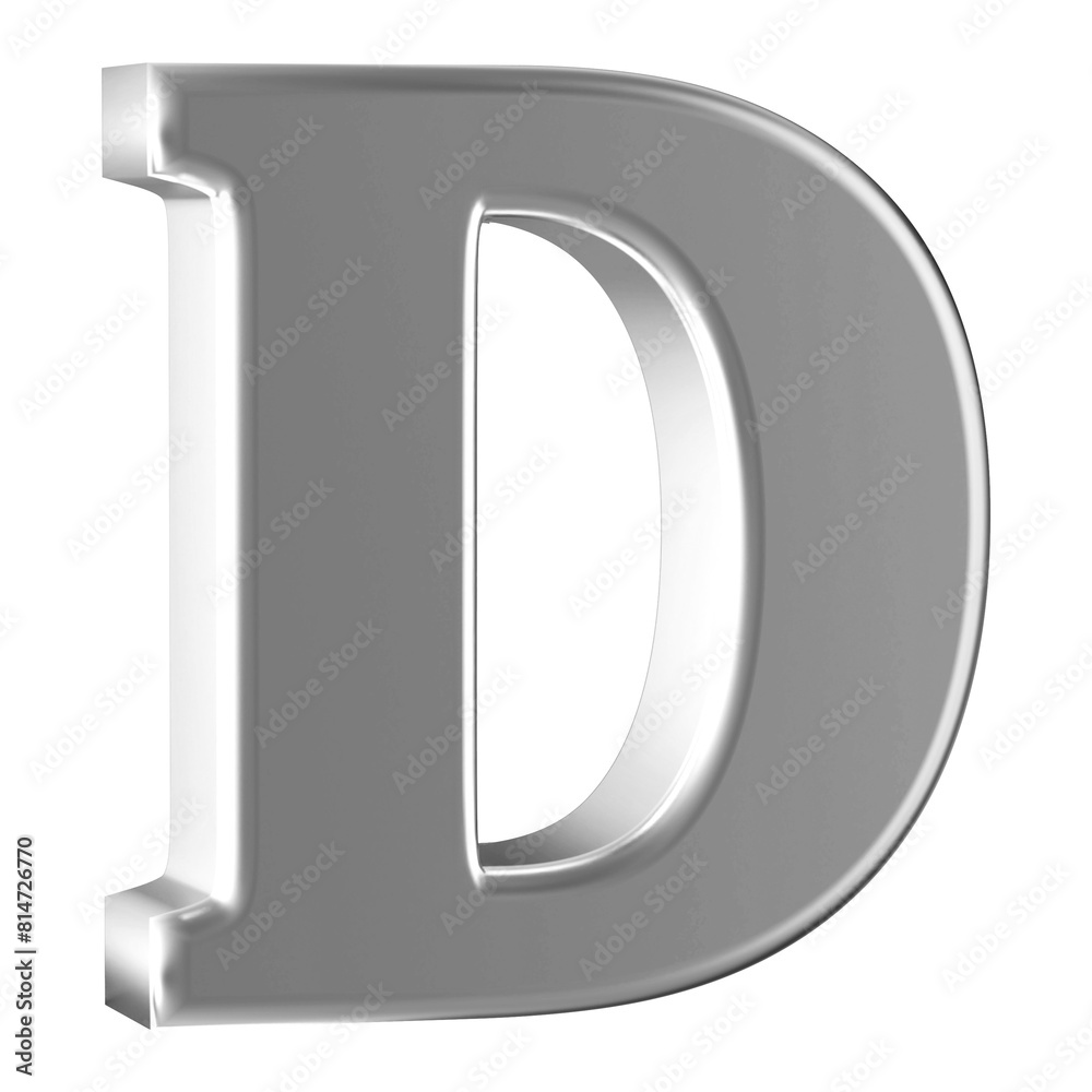 Silver 3D Font Letter D uppercase Silver 3D Font Letter D uppercase