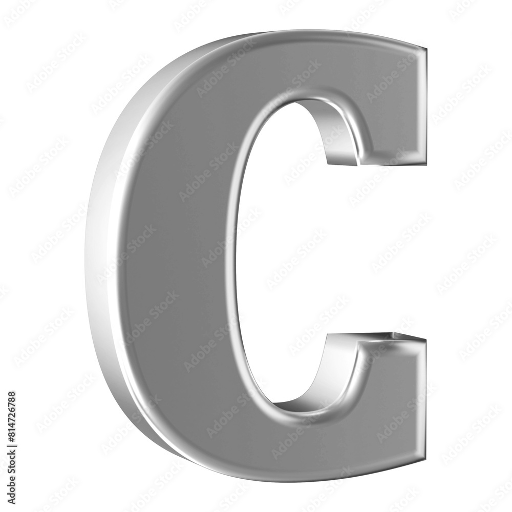 Silver 3D Font Letter C uppercase Silver 3D Font Letter C uppercase