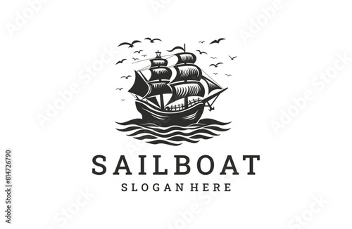 Sailboat logo icon design template vector illustration