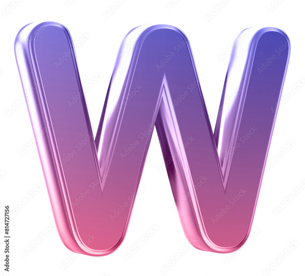 Gradient 3D Font Letter W uppercase Gradient 3D Font Letter W uppercase