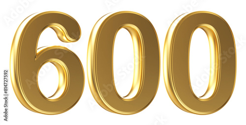 Gold 3D Number 600