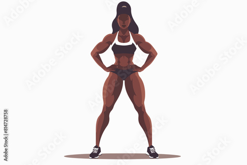 Illustration of a beautiful athletic girl. Fitness girl. Sports girl. Body-building.