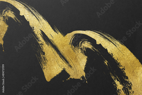 金の筆跡模様のある和紙風テクスチャ―