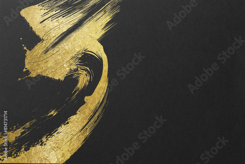 金の筆跡模様のある和紙風テクスチャ―