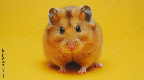 A cute hamster on a clean yellow background