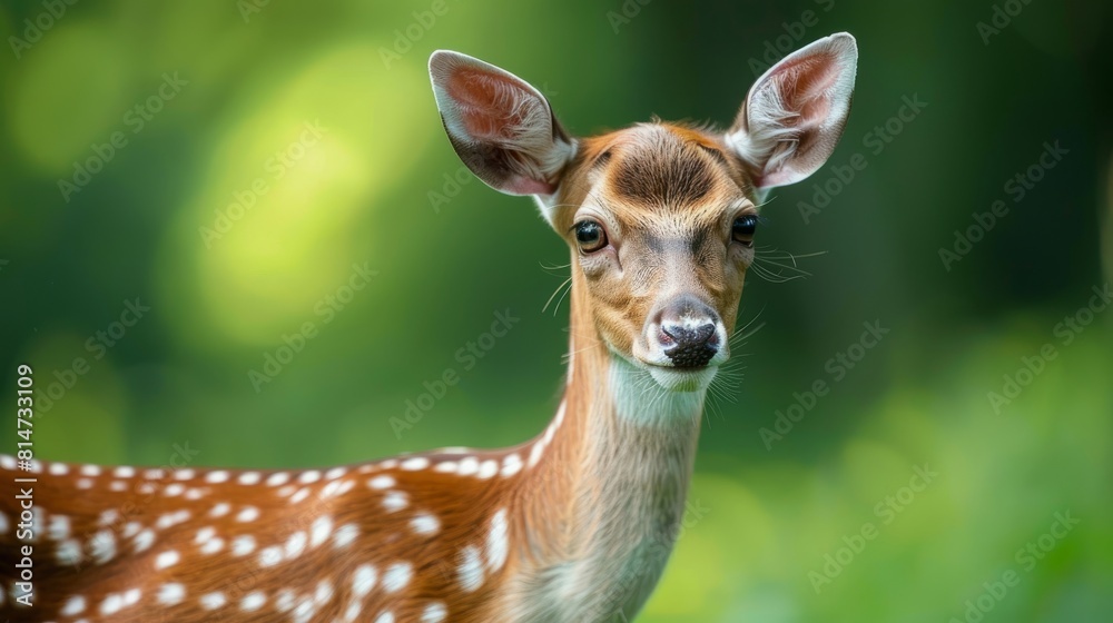 A graceful deer on a clean green background A graceful deer on a clean green background