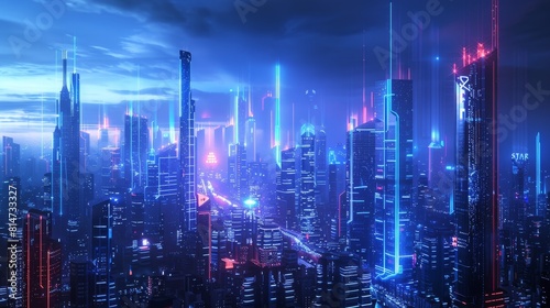 Futuristic cityscapes of a world adapted to frequent seismic activity  in a futuristic  neon theme