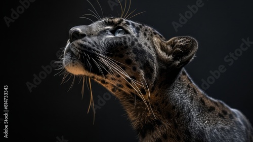 A sleek panther on a clean black background photo