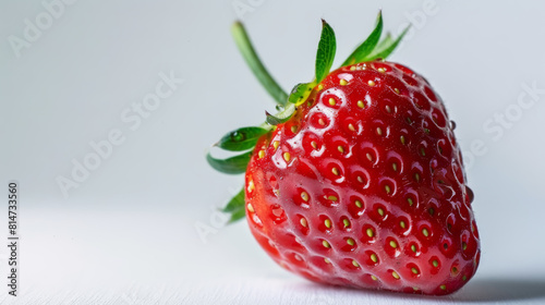 One strawberry close up. Juicy berry.