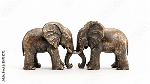 Elephant Bookends Isolated on a White Background  