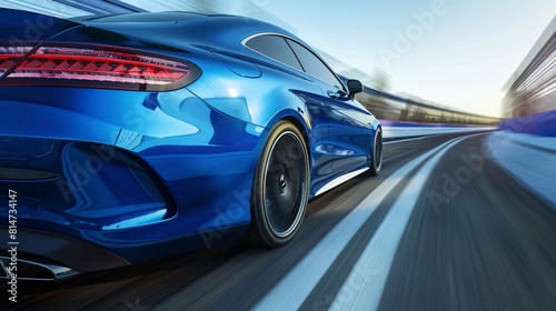 Fast car on the road with motion blur background. Concept of speed and motion. © Ajay