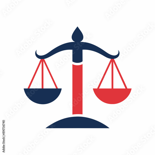 Minimalist law firm vector art illustration with a Scales of Justice icon logo design.