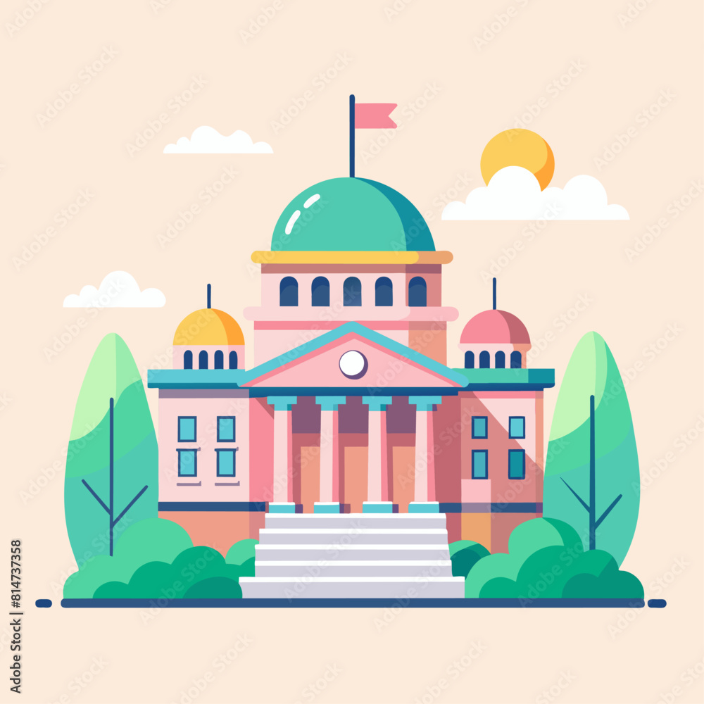 Minimalist governmental building, crafted in an adorable doodle style, Generative AI Minimalist governmental building, crafted in an adorable doodle style, Generative AI