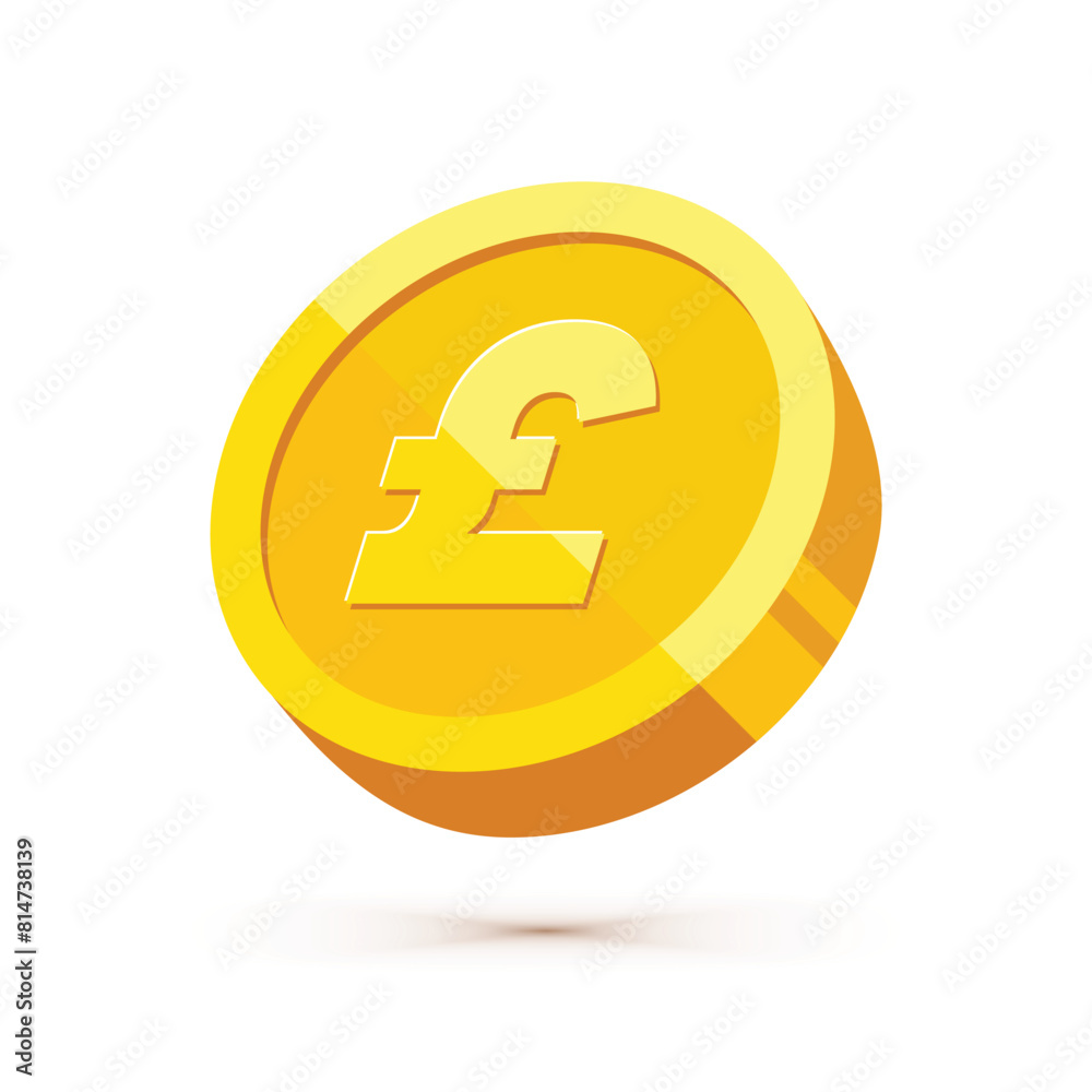 Gold coin with british pound currency sign vector illustration isolated on white background. Business and finance concept design element. Gold coin with british pound currency sign vector illustration isolated on white background. Business and finance concept design element.