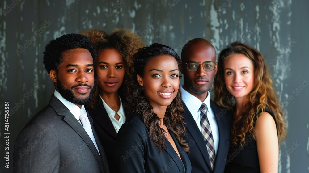 A professional team with ethnic diversity in a corporate environment, suits, shirts, ties. A professional team with ethnic diversity in a corporate environment, suits, shirts, ties.