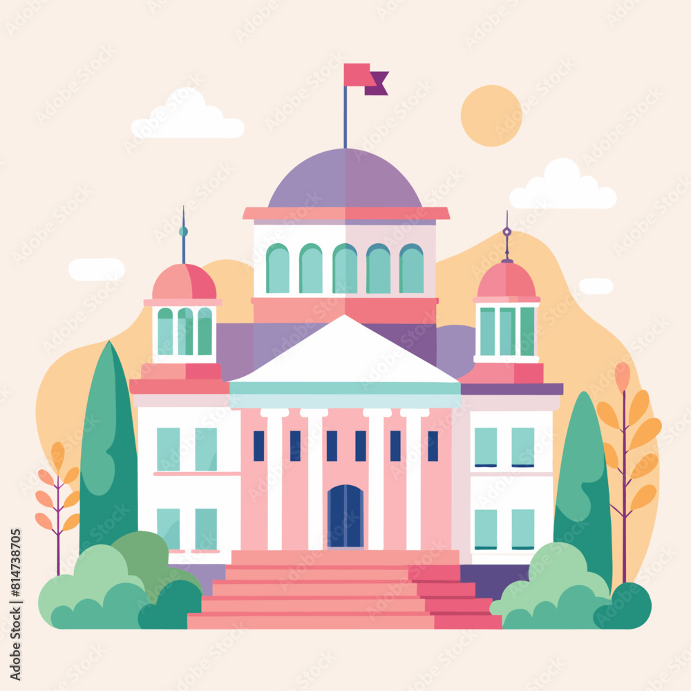 Minimalist governmental building, crafted in an adorable doodle style, Generative AI Minimalist governmental building, crafted in an adorable doodle style, Generative AI