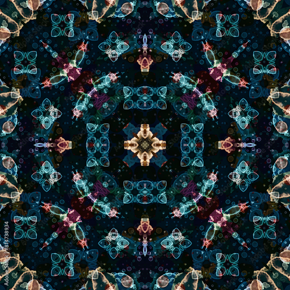Fototapeta premium Seamless kaleidoscope pattern. Texture art