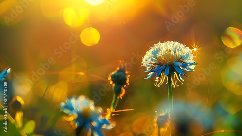 Golden Hour Glow  Dandelion Bathed in Sunset