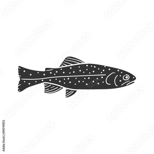 Apache Trout Icon Silhouette Illustration. Fish Vector Graphic Pictogram Symbol Clip Art. Doodle Sketch Black Sign.