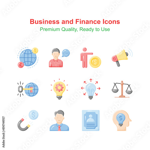 Have a look at amazing icons set of business and finance, premium vectors