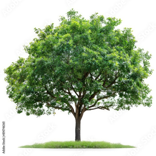 Beautiful fresh green deciduous tree  AI Generative.