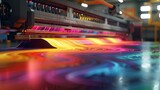 Precision in printing vibrant graphics on large format printer.