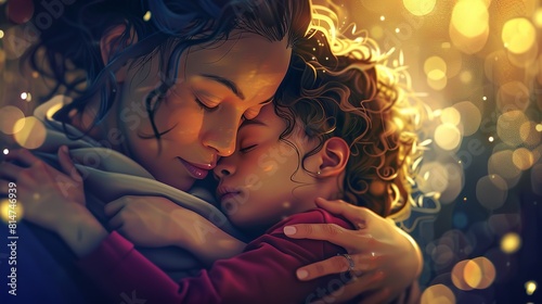 A Heartwarming Mother's Day Digital Artwork of a Mother and Child

 photo
