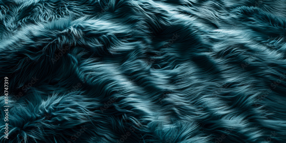 Obraz premium Close-up of Teal Textured Fur Creating a Serene Wave Pattern