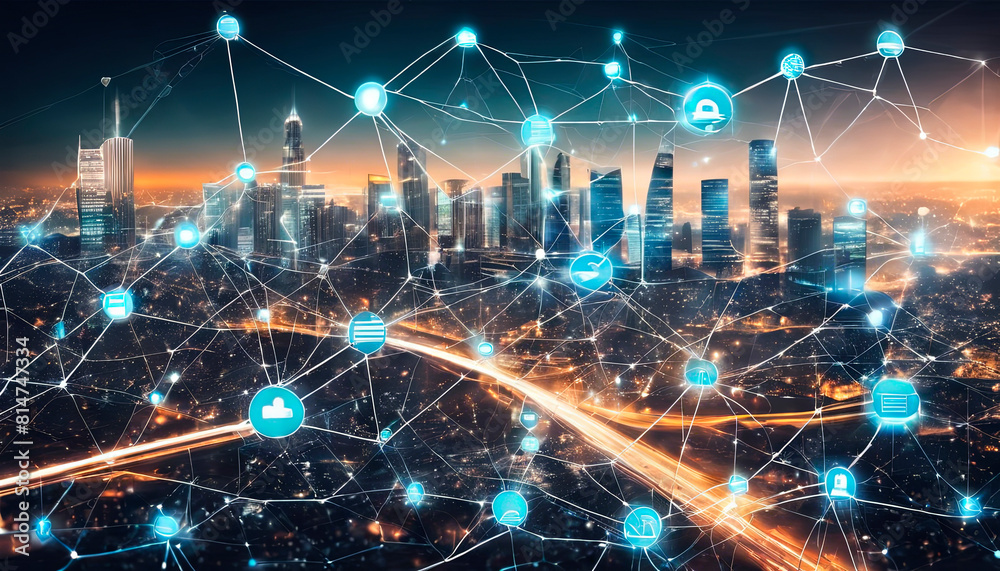 Smart city with connecting network and internet of. Smart city with connecting network and internet of.