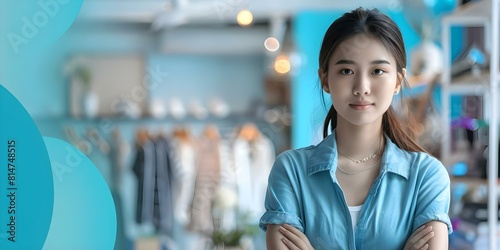 Young Asian entrepreneur standing in her boutique store a small business owner. Concept Entrepreneurship, Small Business, Asian-Owned Business, Boutique Store, Retail Industry photo