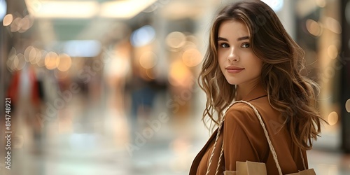 Stylish woman finds joy in shopping at a mall and online for deals. Concept Fashion, Shopping, Retail Therapy, Deals, Stylish Woman © Anastasiia