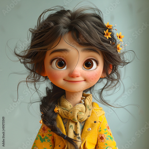 3d rendered of cute baby girl photo made with generative AI