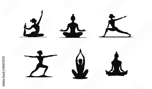 Yoga poses silhouette set. set of yoga poses, set of yoga icons