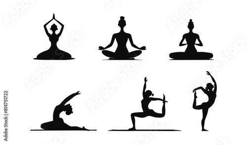 Yoga poses silhouette set. set of yoga poses, set of yoga icons