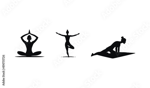 Yoga poses silhouette set. set of yoga poses, set of yoga icons