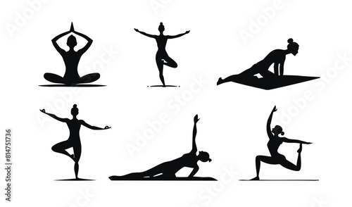 Yoga poses silhouette set. set of yoga poses, set of yoga icons