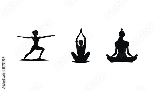 Yoga poses silhouette set. set of yoga poses, set of yoga icons