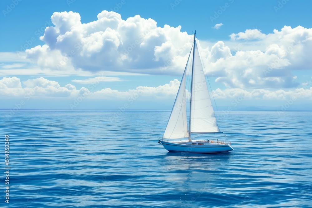 sailboat in the mediterranean sea on a beautiful day with blue sky