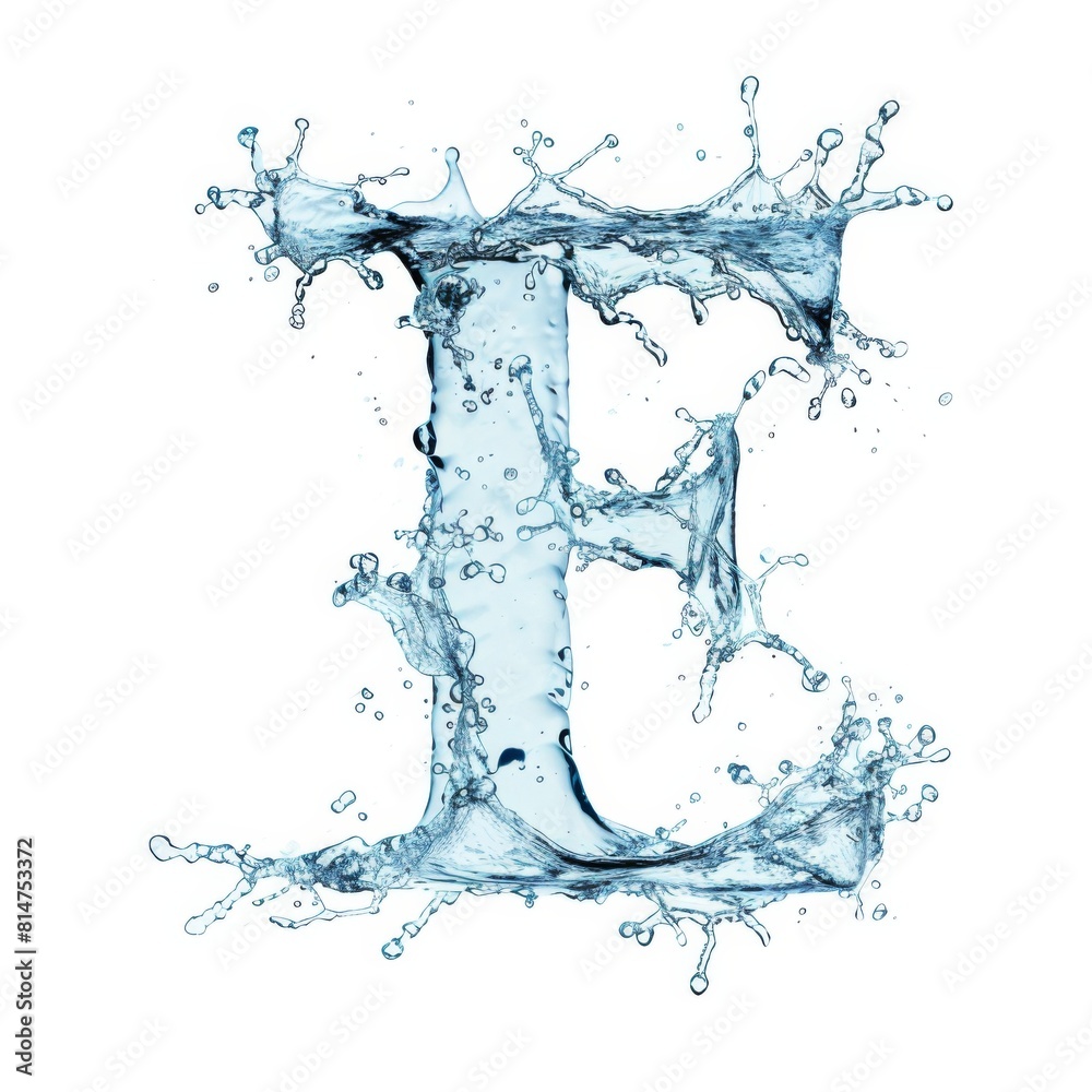Isolated letter E in the shape of water splashes on a white. A letter for an alphabet, a stylish font for a banner. Isolated letter E in the shape of water splashes on a white. A letter for an alphabet, a stylish font for a banner.