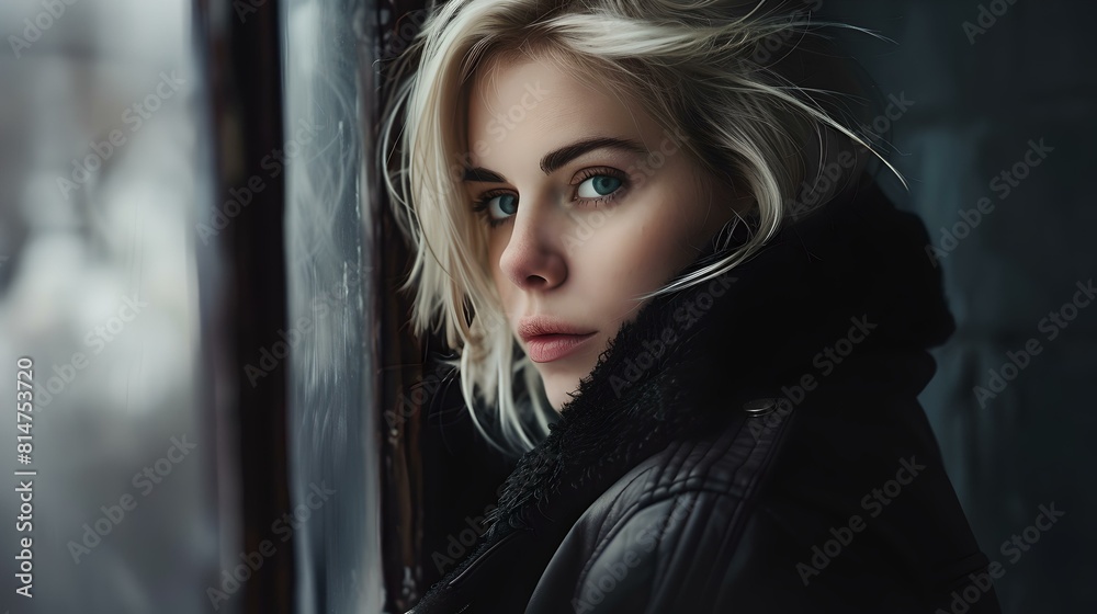 Contemplative young woman looking out the window in a pensive mood Contemplative young woman looking out the window in a pensive mood